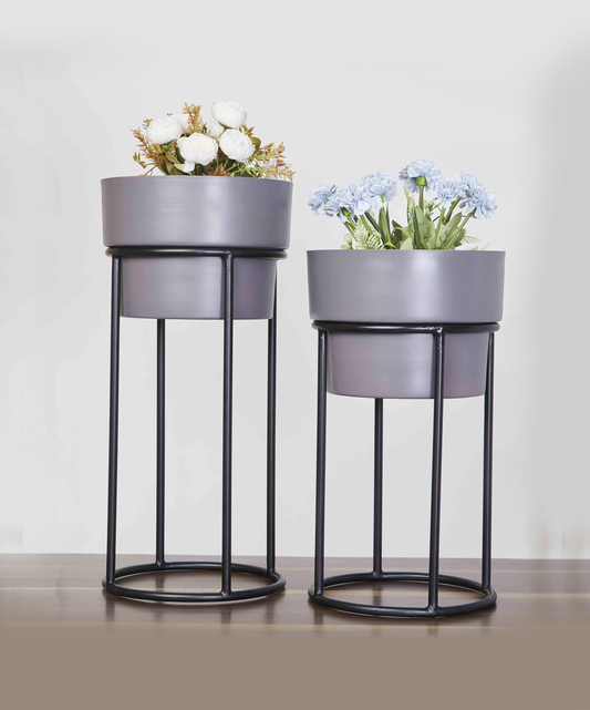 Bradley Grey & Black Planters Set of 2