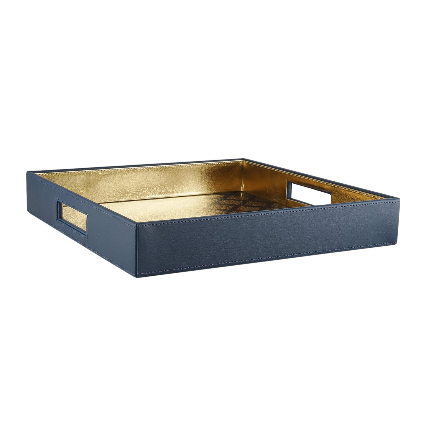 Bikaner Royal Blue Glass Printed Square Tray