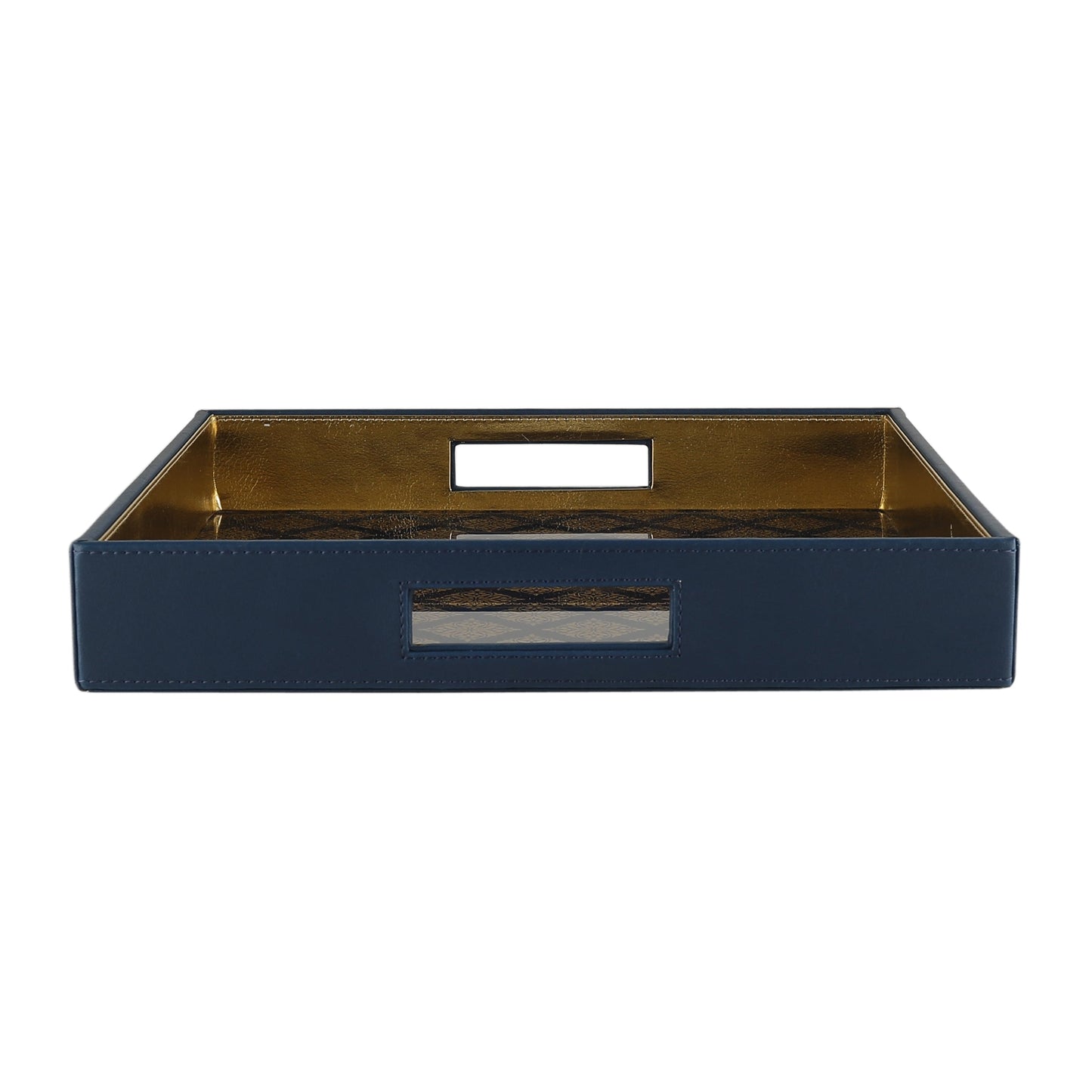 Bikaner Royal Blue Glass Printed Square Tray
