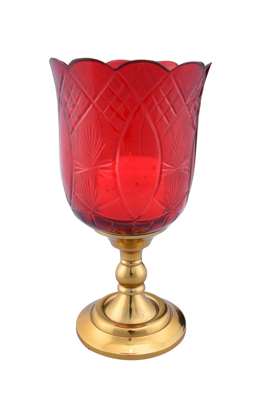 Fleur D'Lis Hurricane Red Candle Holder