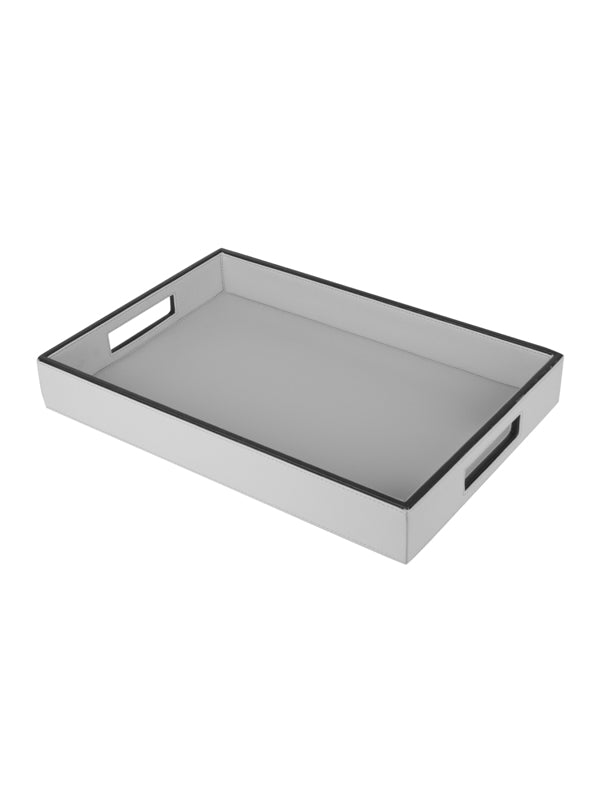 Cream & Brown Leatherite Rectangle Tray