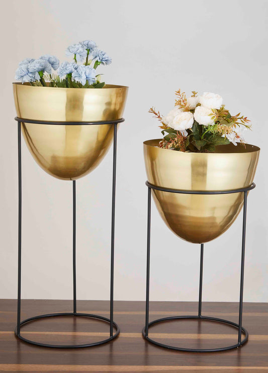 Orlando Gold & Black Planters Set of 2