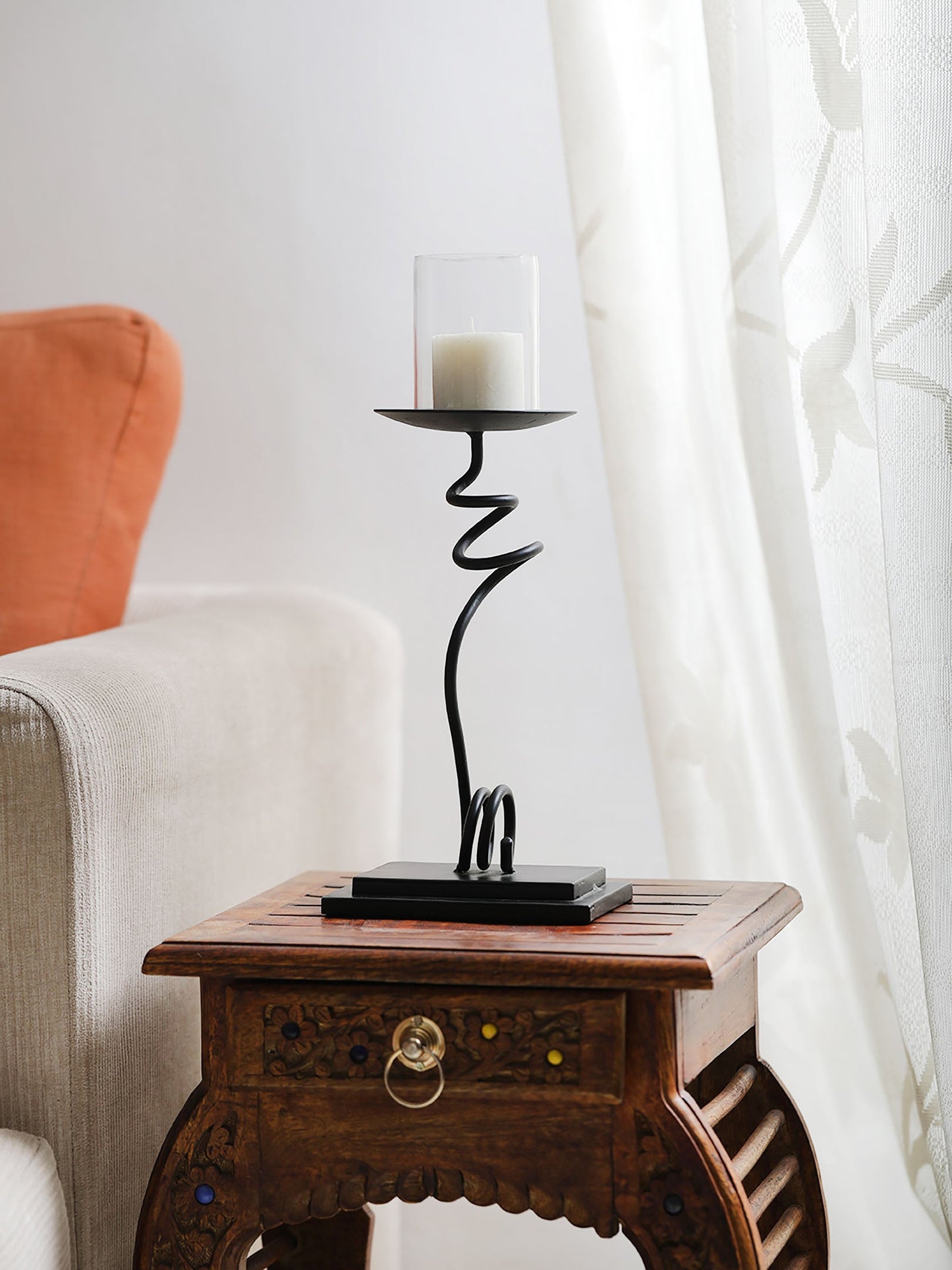 Willie Iron Pillar Candle holder