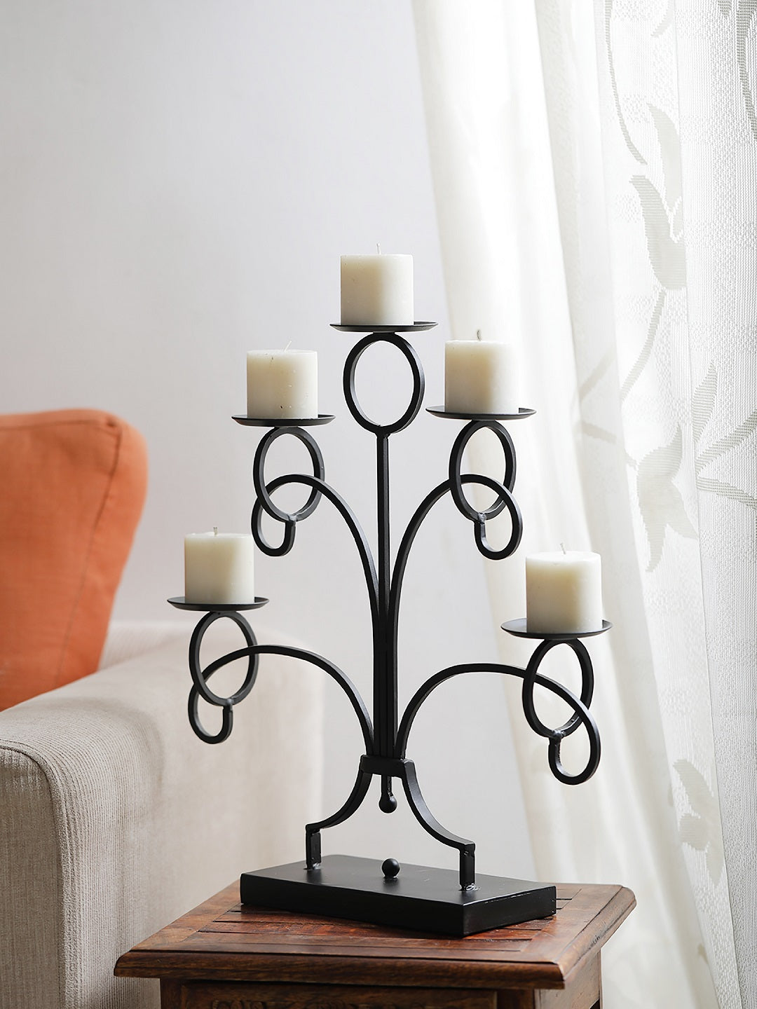George Black Iron 5 Pillar Candle holder