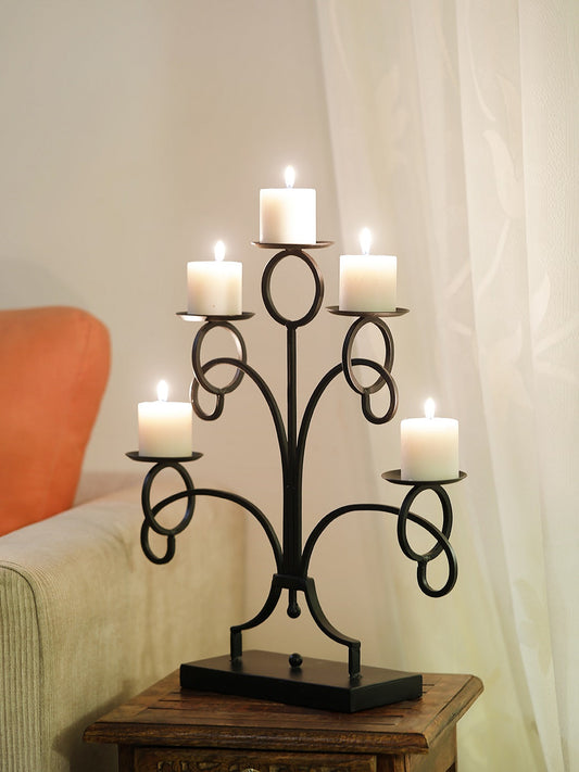 George Black Iron 5 Pillar Candle holder