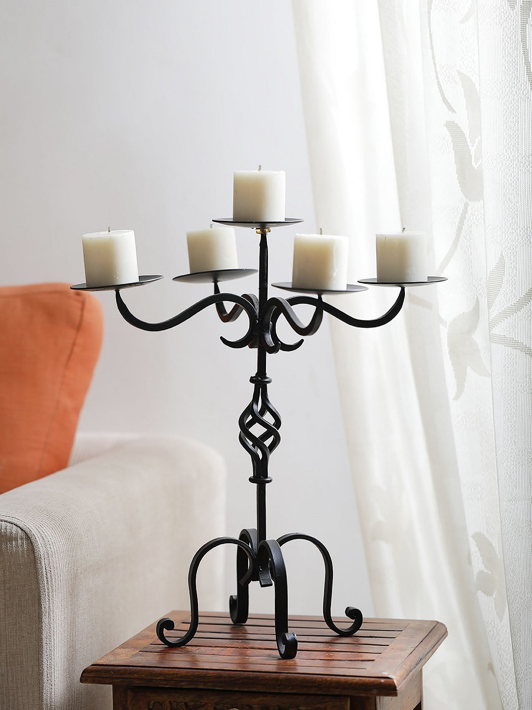 Harold Black Iron 5 Pillar Candleholder