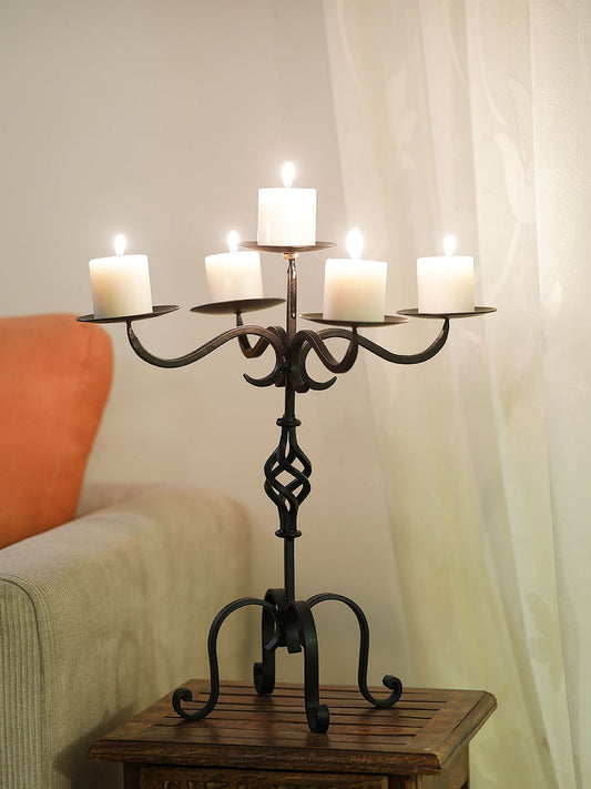 Harold Black Iron 5 Pillar Candleholder