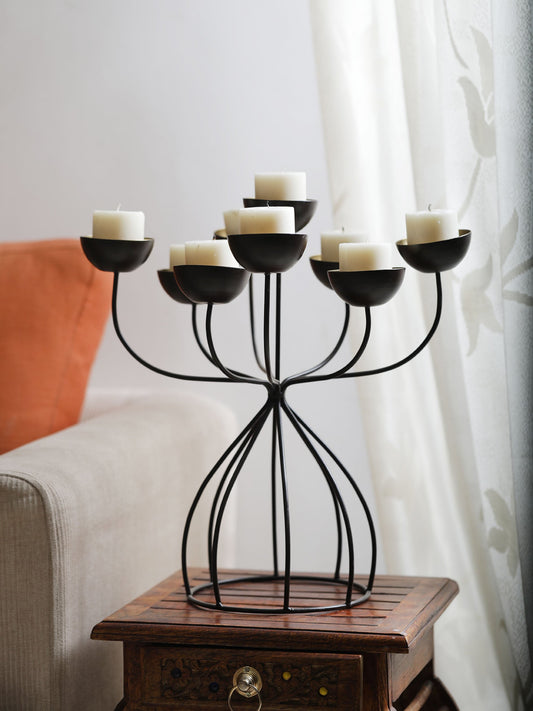 Danielle 9 Cups Black Iron Candleholder