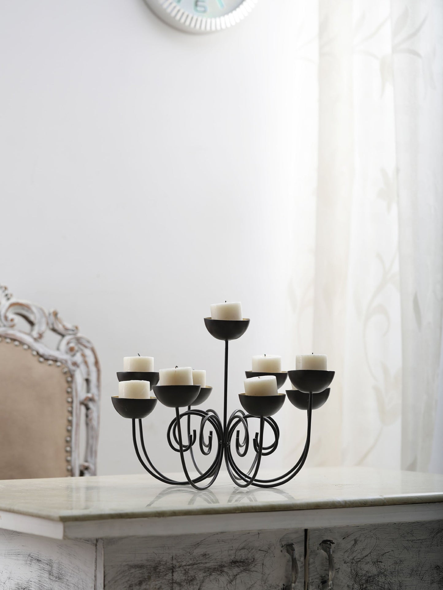 Denise 9 Cups Black Iron Candle holder