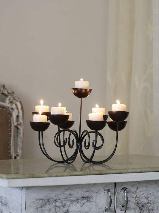 Denise 9 Cups Black Iron Candle holder