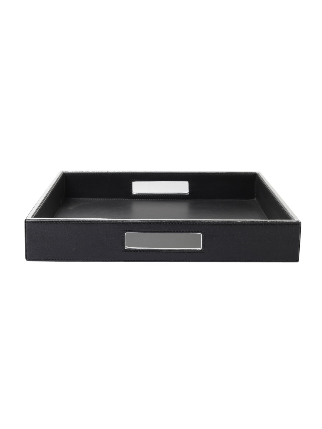 Noire Black & Silver Leatherite Square tray