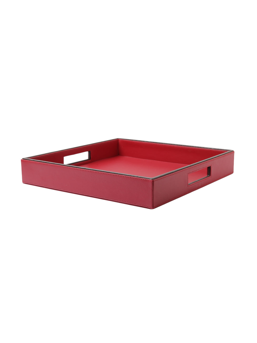 Crimson Red & Brown Leatherite tray