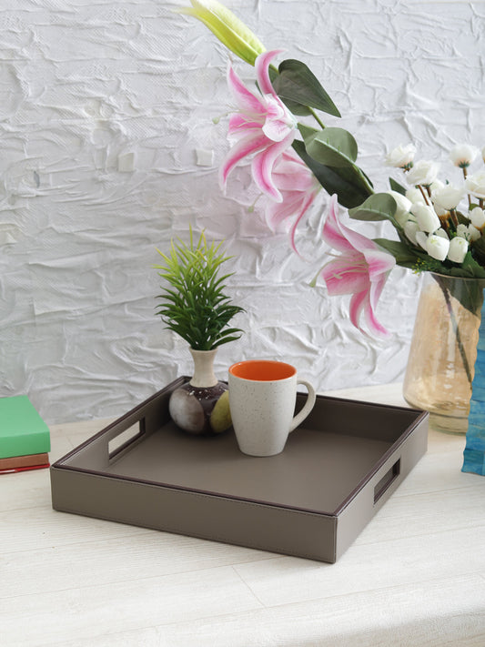 Dove Beige & Brown Leatherite tray