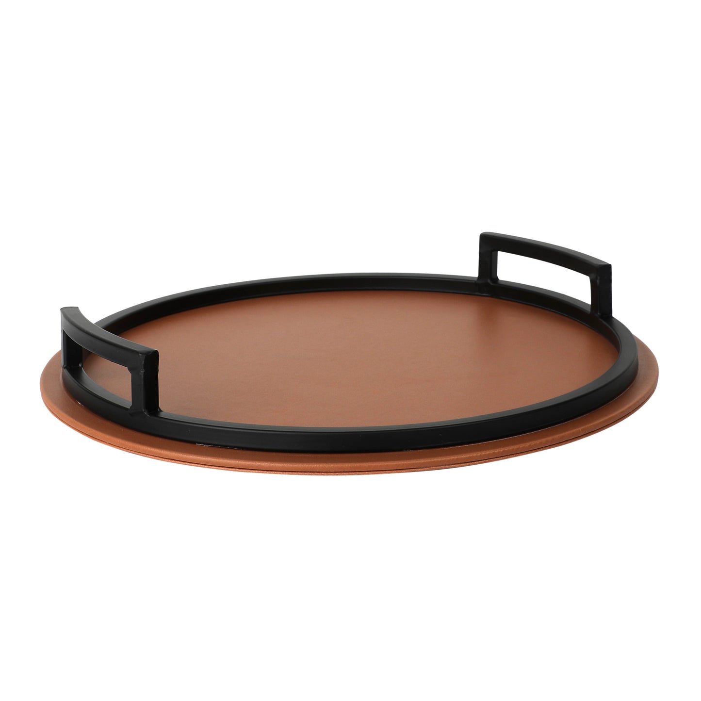 Nora Tan & Black Circular Tray