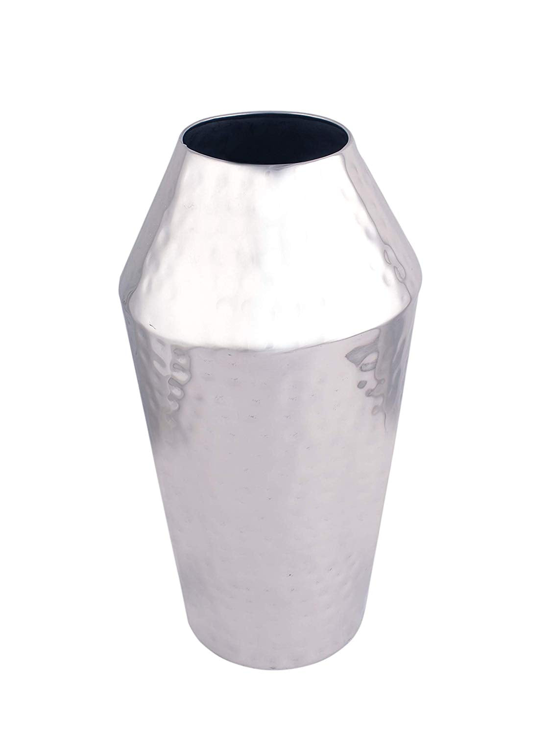 Proto Silver Finish Hammered Metal Vase