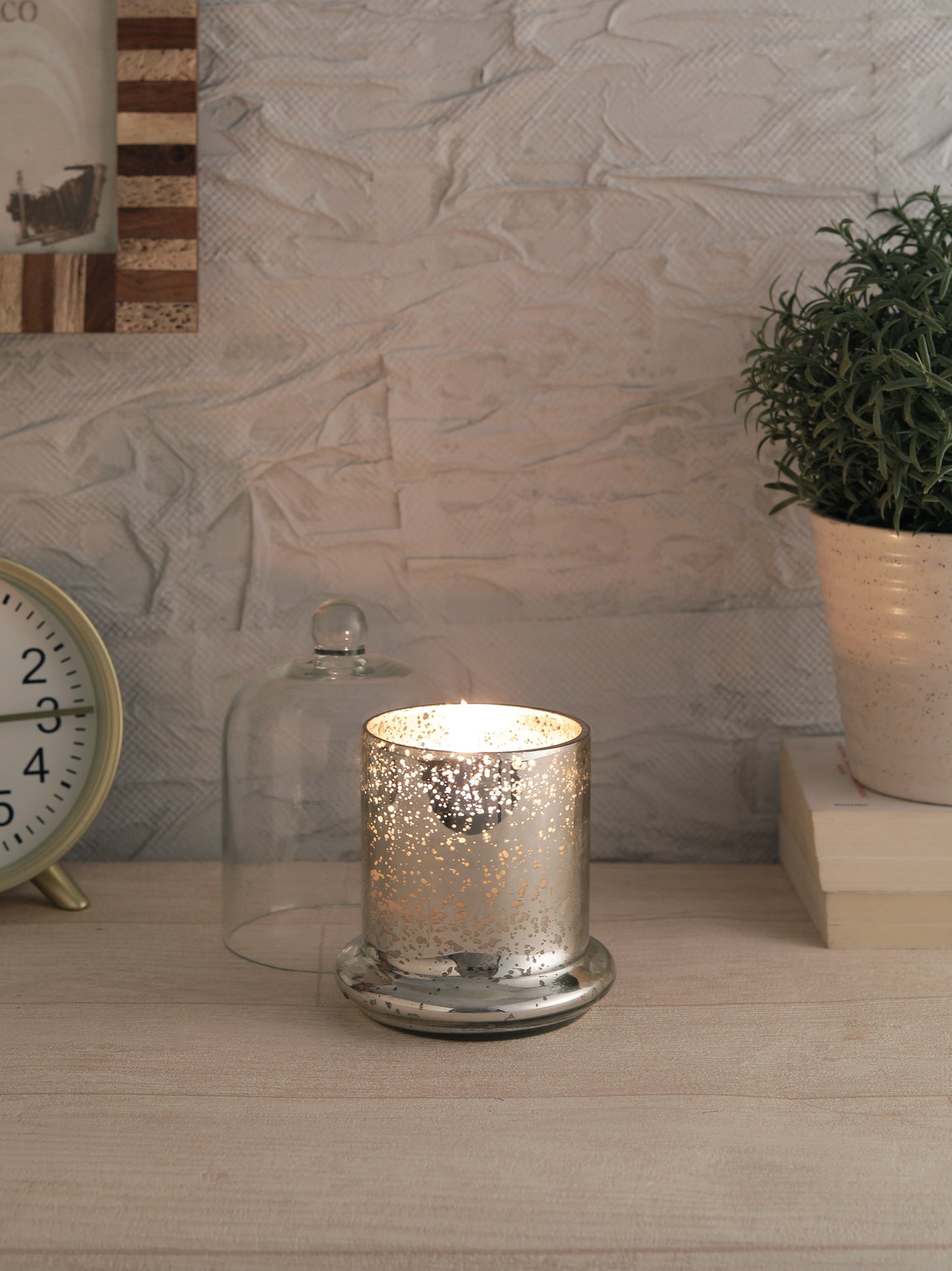 Metallic Silver Bell Jar Candle