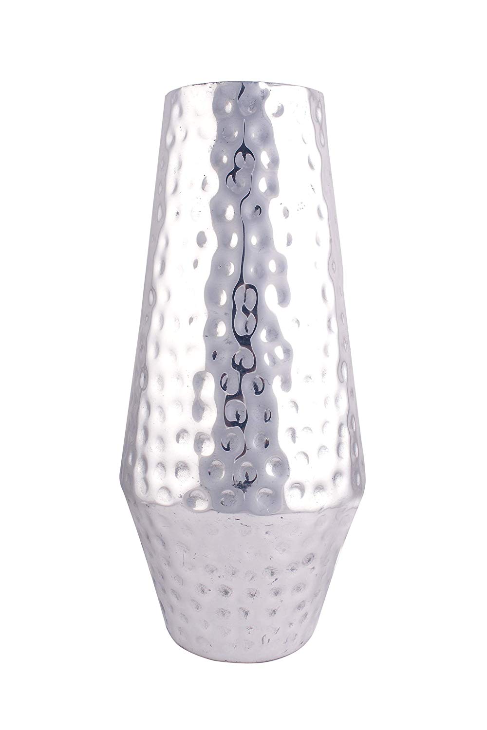 Indo Silver Finish Hammered Metal Vase