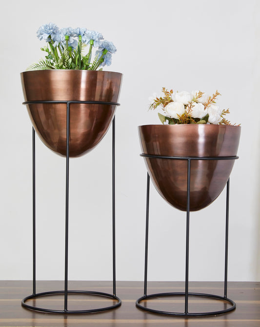 Tokyo Copper & Black Planters Set of 2