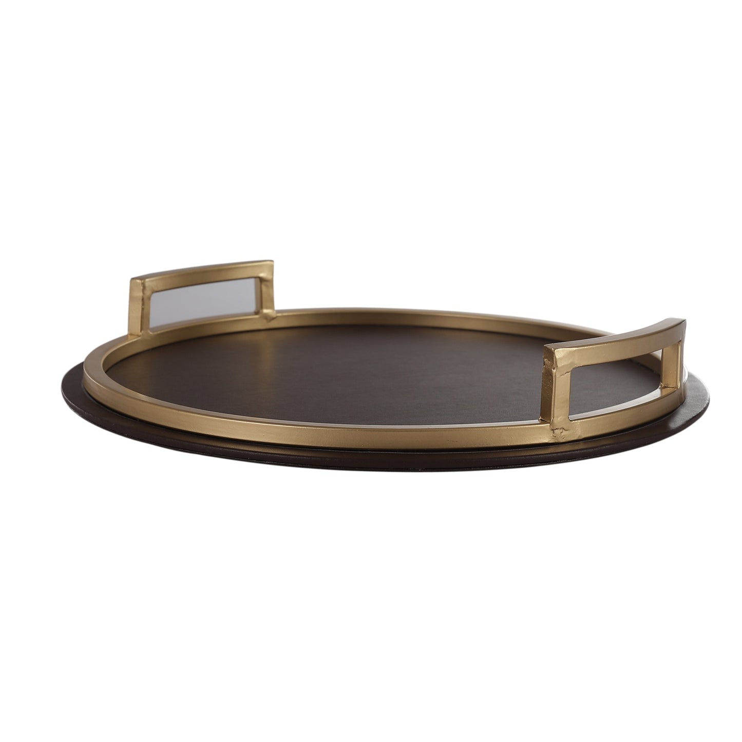 Claire Brown & Gold Circular Tray