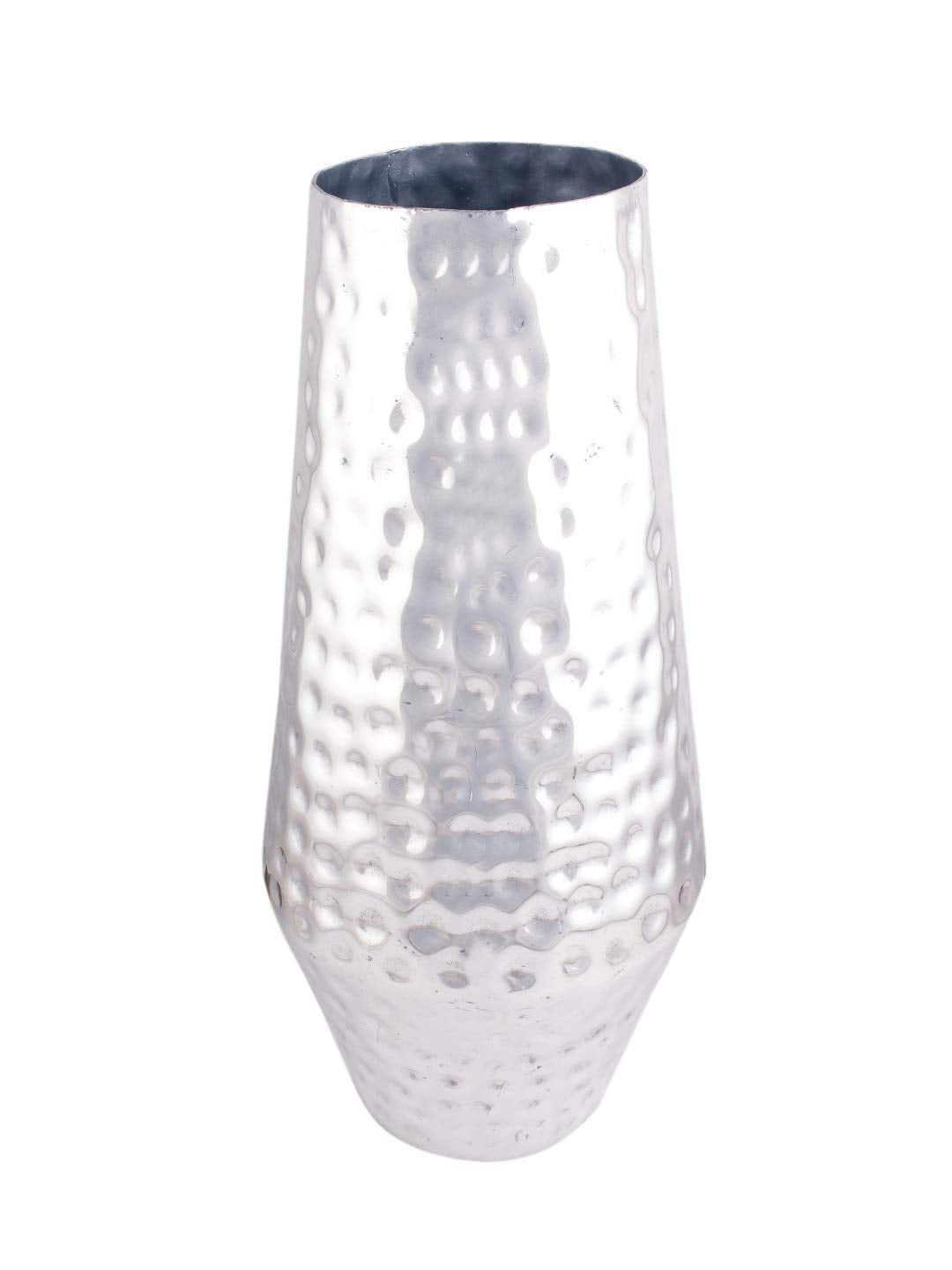 Indo Silver Finish Hammered Metal Vase