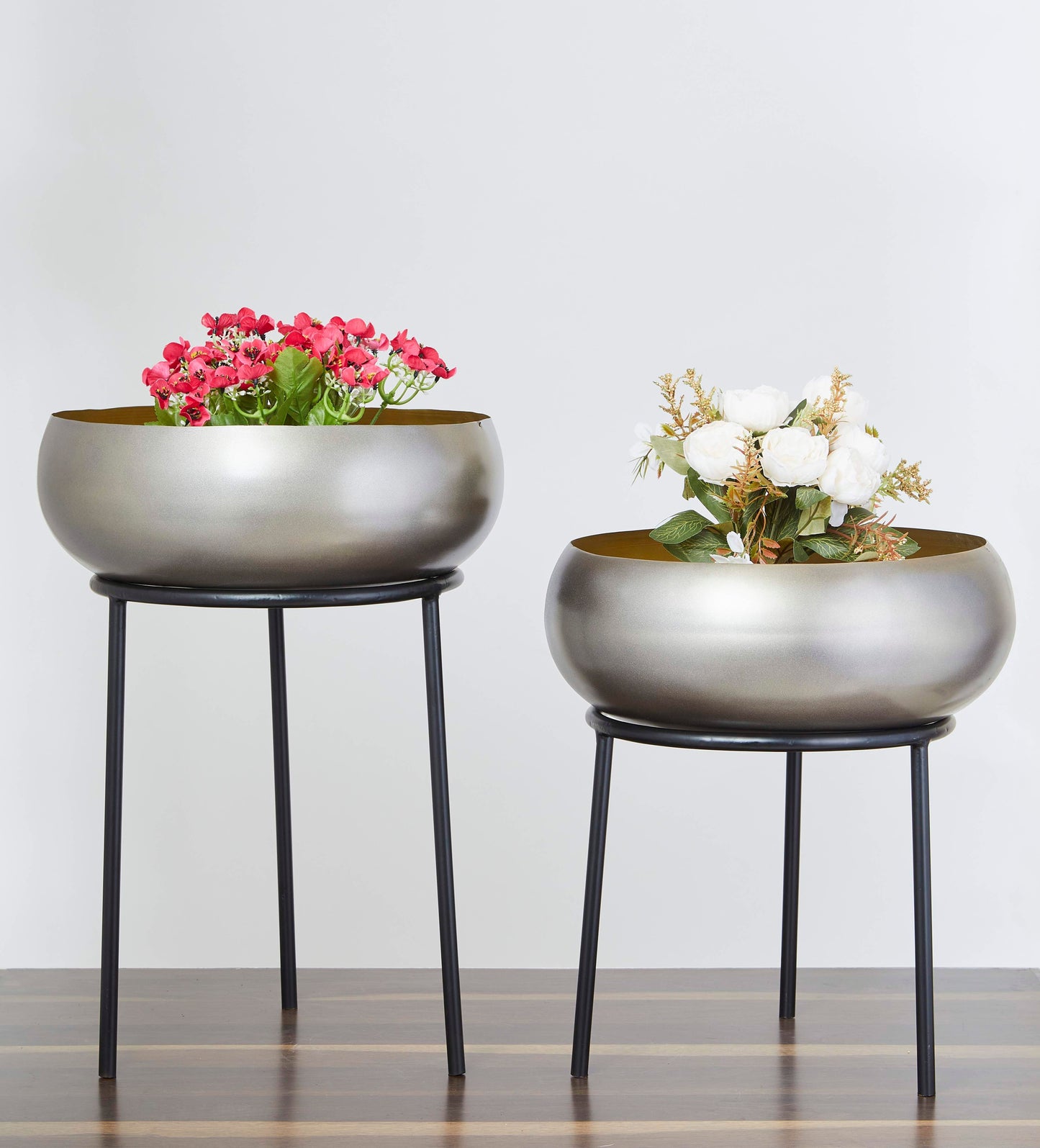 Colombo Silver & Black Planters Set of 2