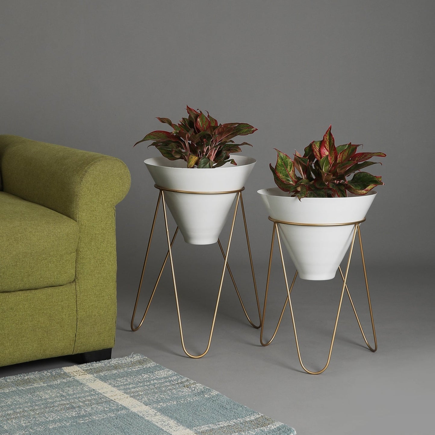 Stella White & Gold Planters Set of 2