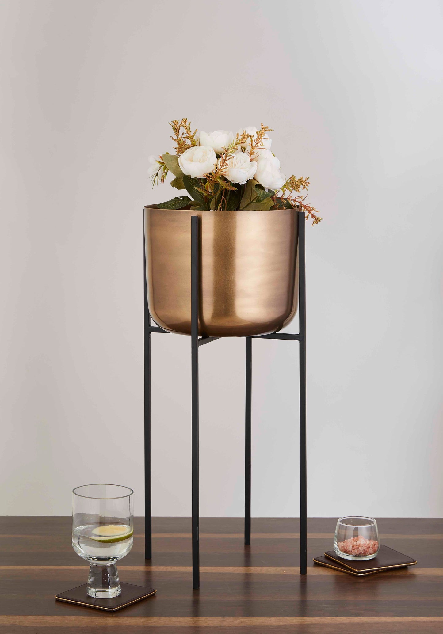 Porto Matte Copper & Black Planters Set of 2