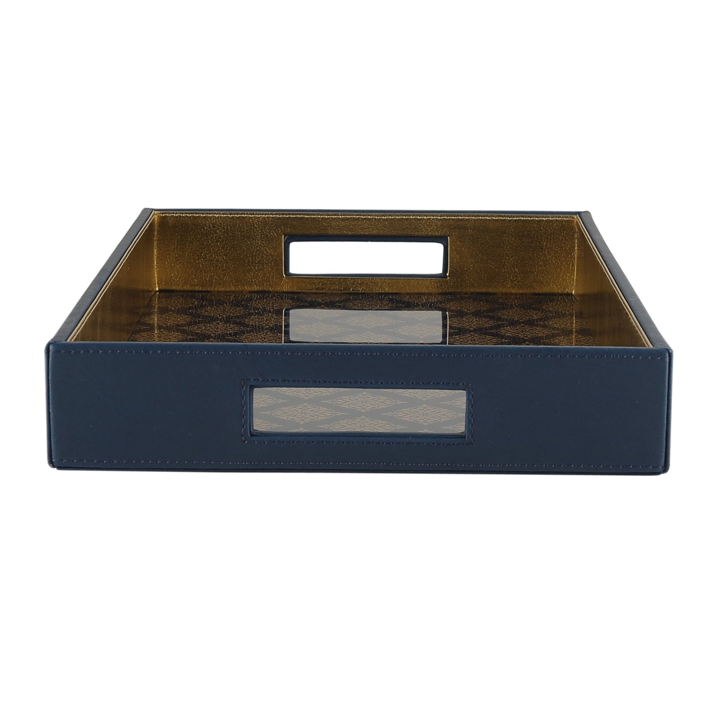 Bikaner Royal Blue Glass Printed Rectangle Tray