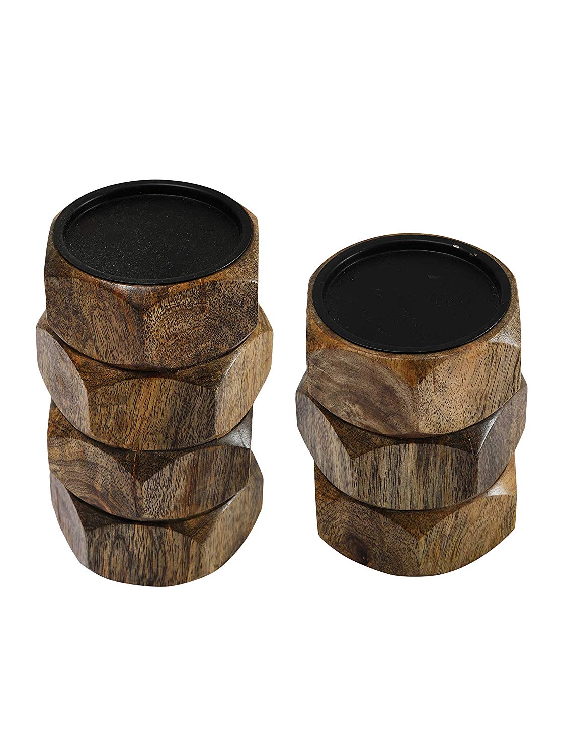 Elm Wooden CandleHolder Set Of 2