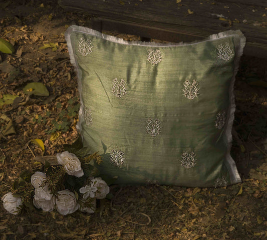 Anahi Emerald Green Embroidered Cushion