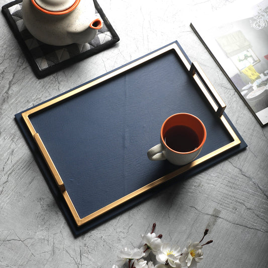 Indigo Royal Blue & Gold Rectangular Tray