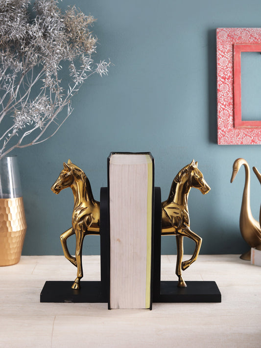 Gold Buzzy Galloping horse bookend set of 2