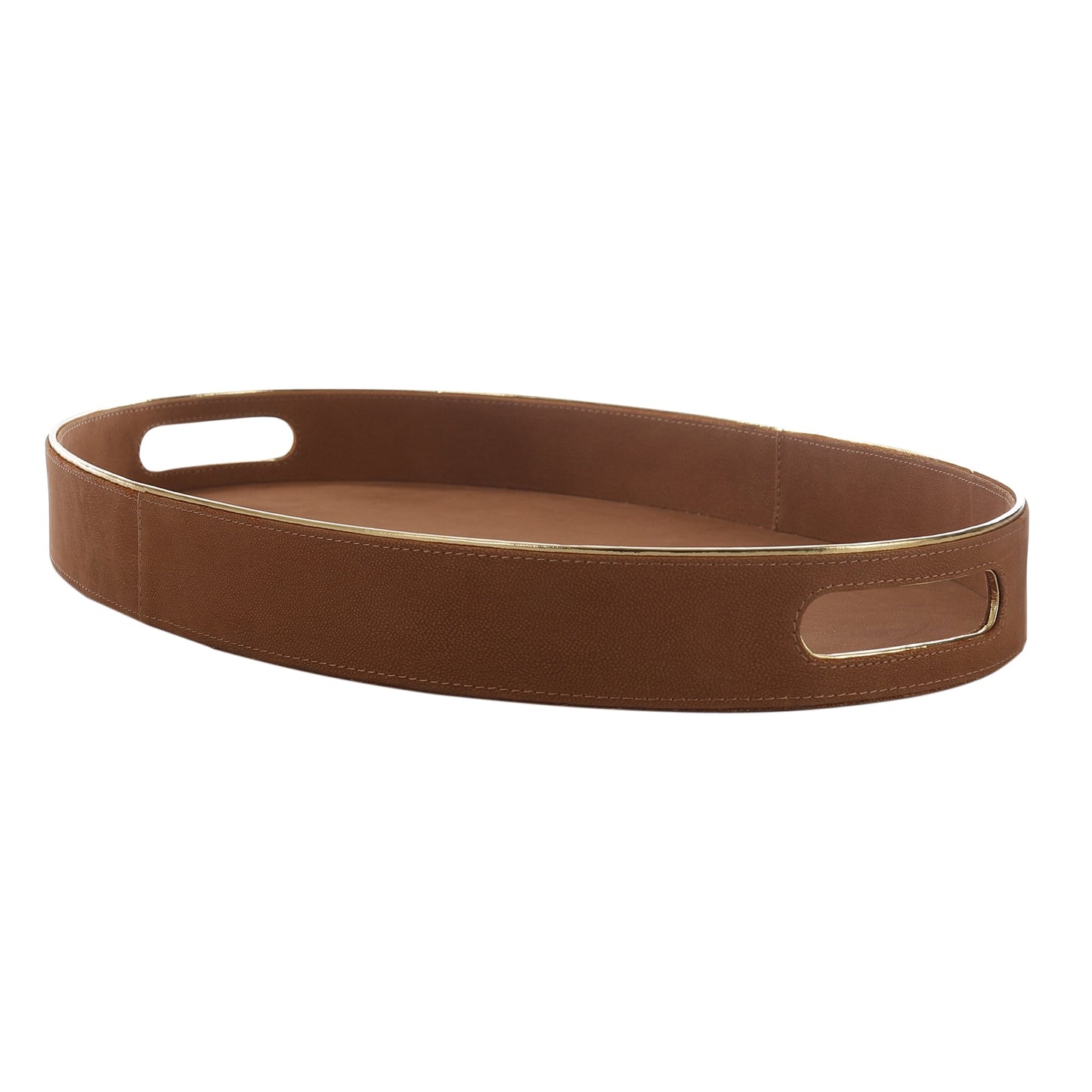 Brooklyn Dark Tan & Gold Oval Tray