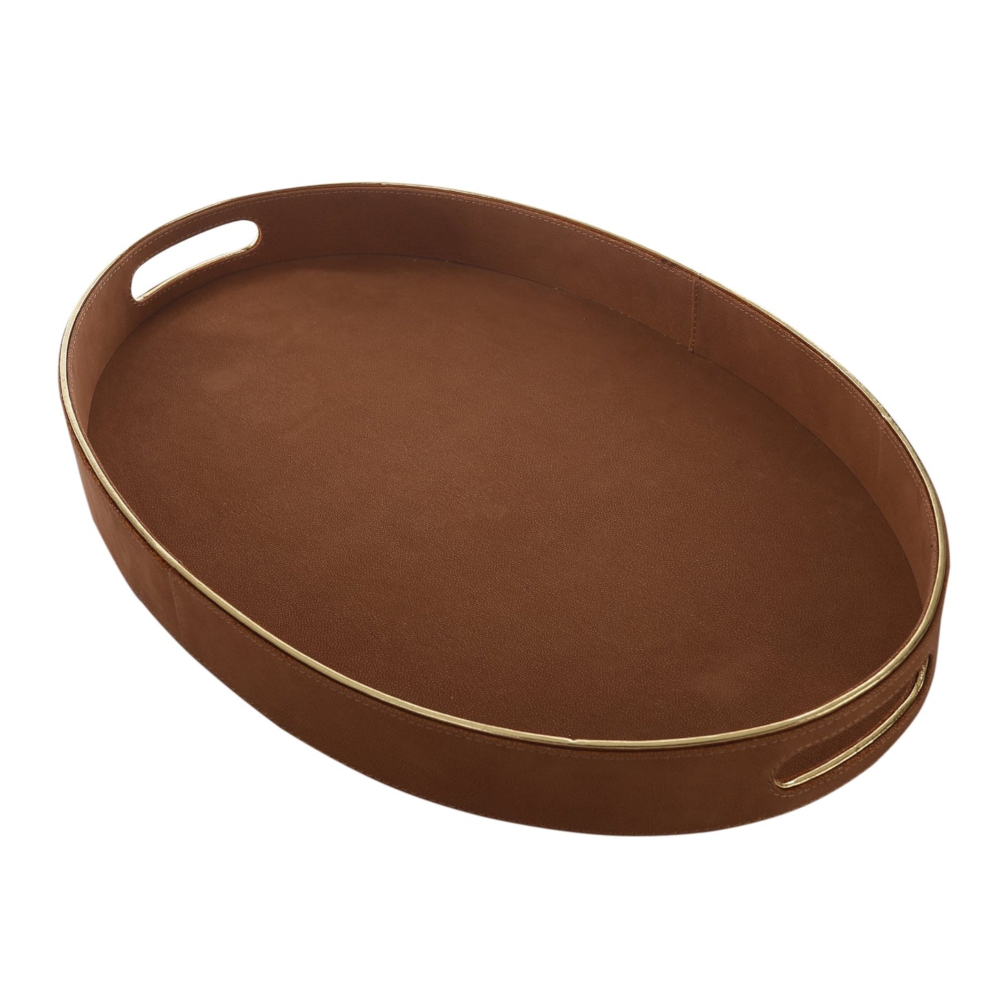 Brooklyn Dark Tan & Gold Oval Tray