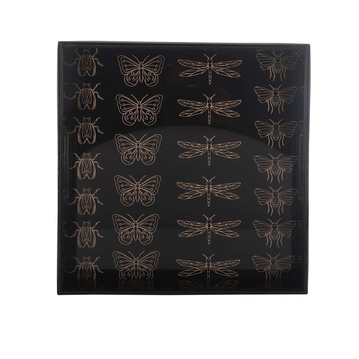 Valeria Black & Gold Printed Square Tray