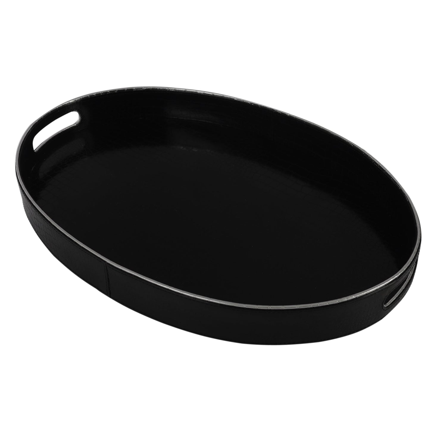 Aurora Black & Silver Oval Tray