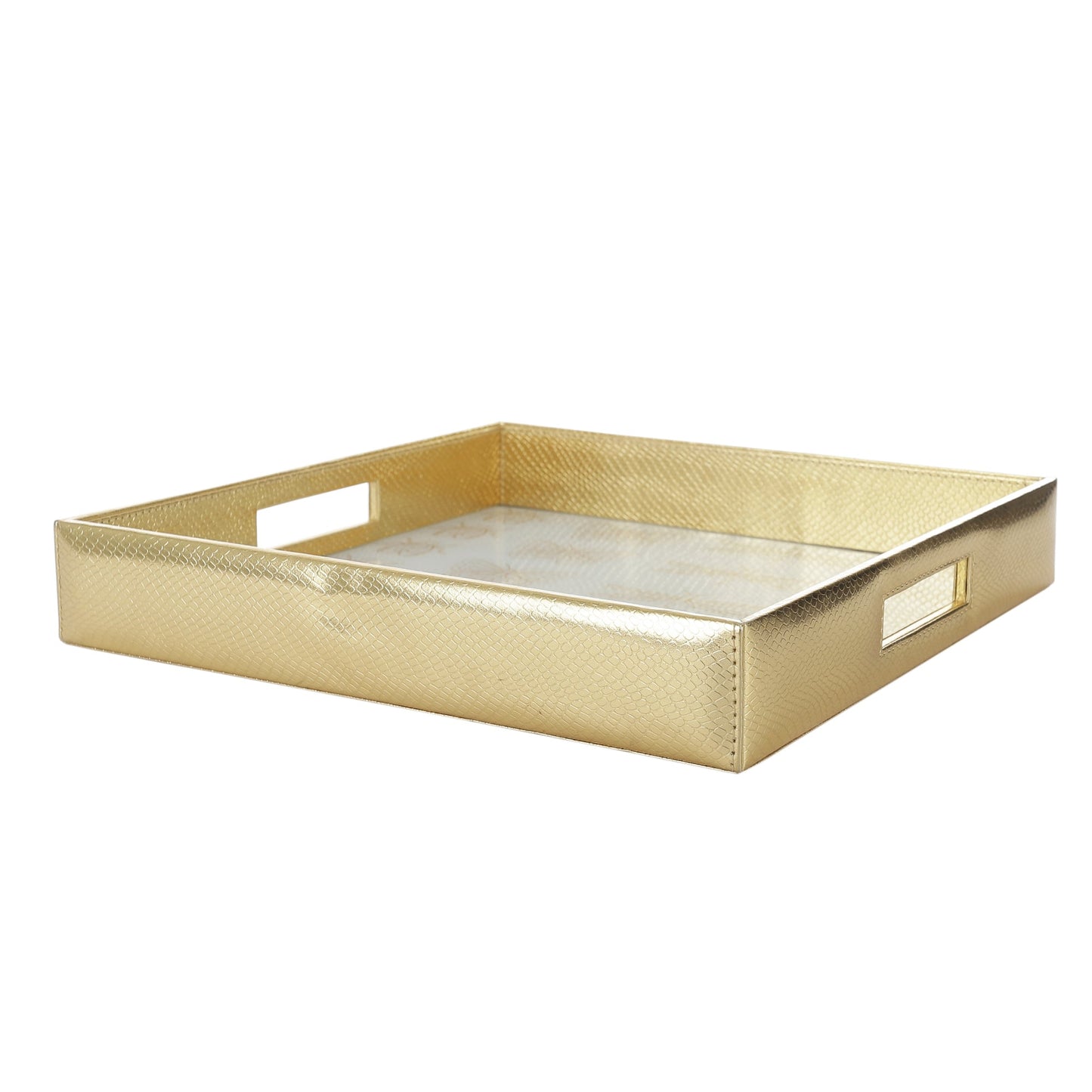 Pearl White & Gold Printed Square Tray