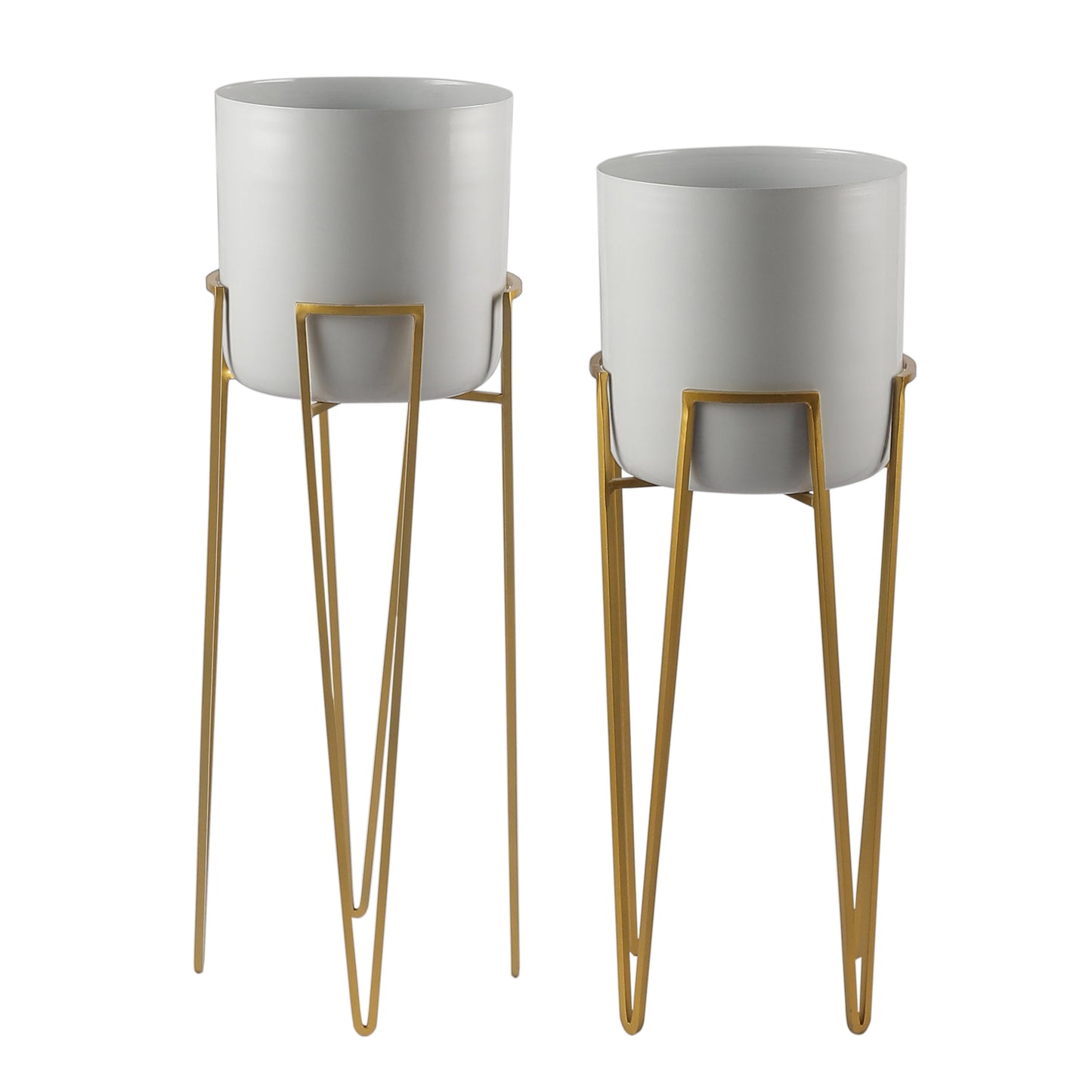 Madrid White & Gold Planters Set of 2