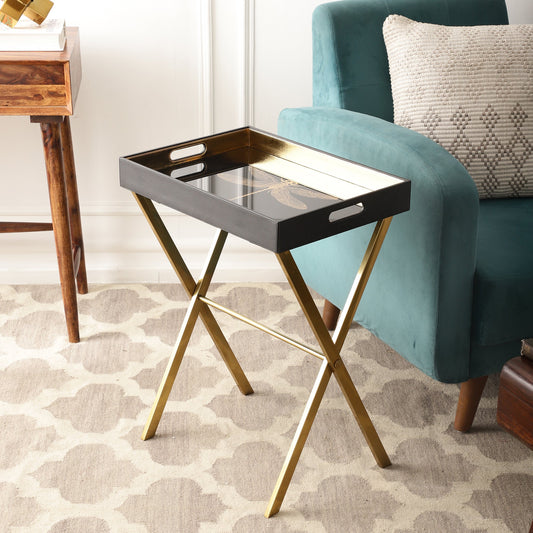 Azalea Dragonfly Black & Gold Butler Tray Table