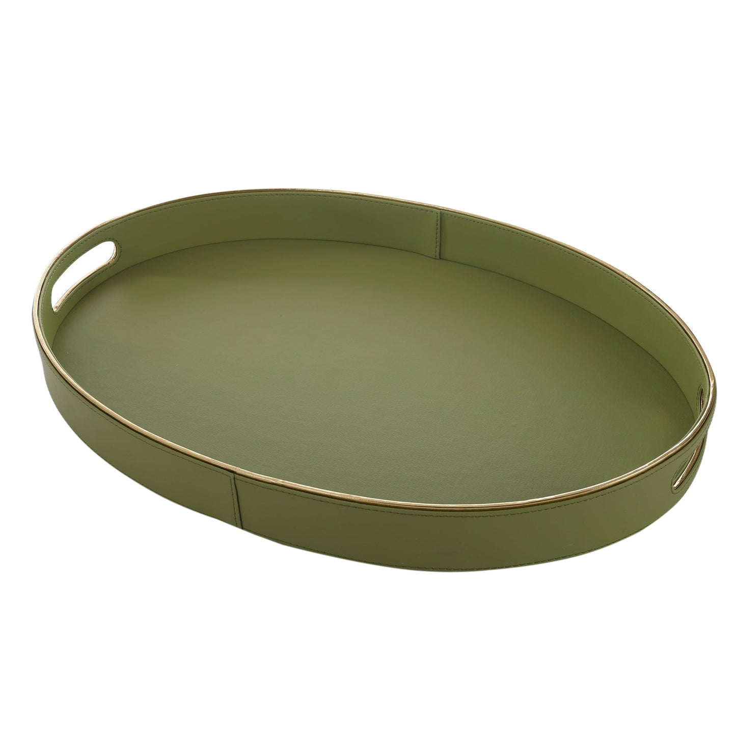 Olivia Olive Green & Gold Oval Tray