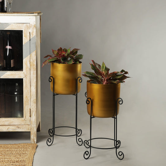 Pierre Black & Gold Planters Set of 2