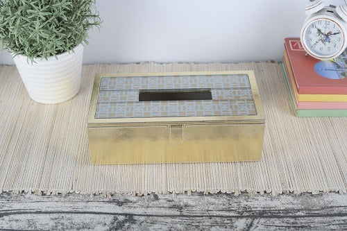 Mysore gold Pattern Glass Printed Leatherite tissue box