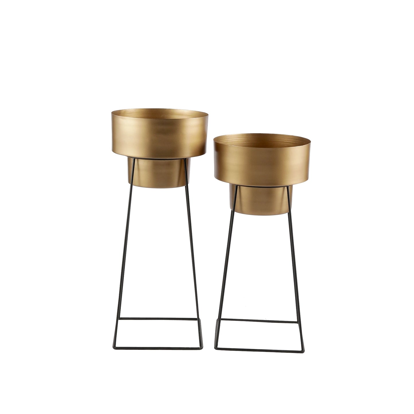 Valencia Gold & Black Planters Set of 2