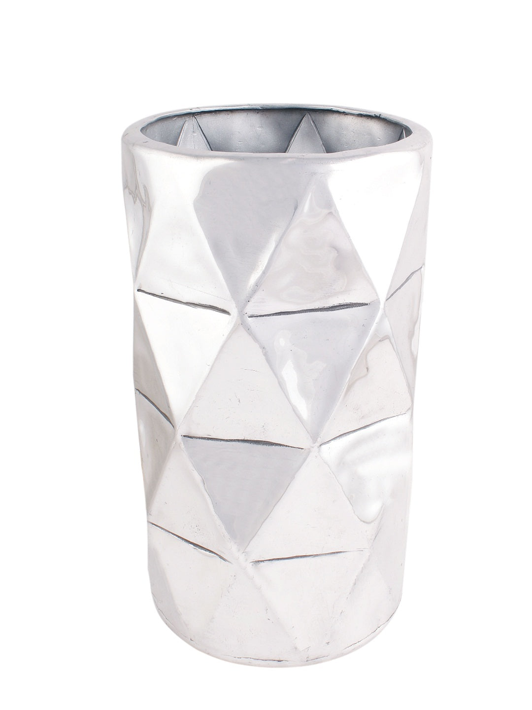 Geometric Nickel Finish Vase