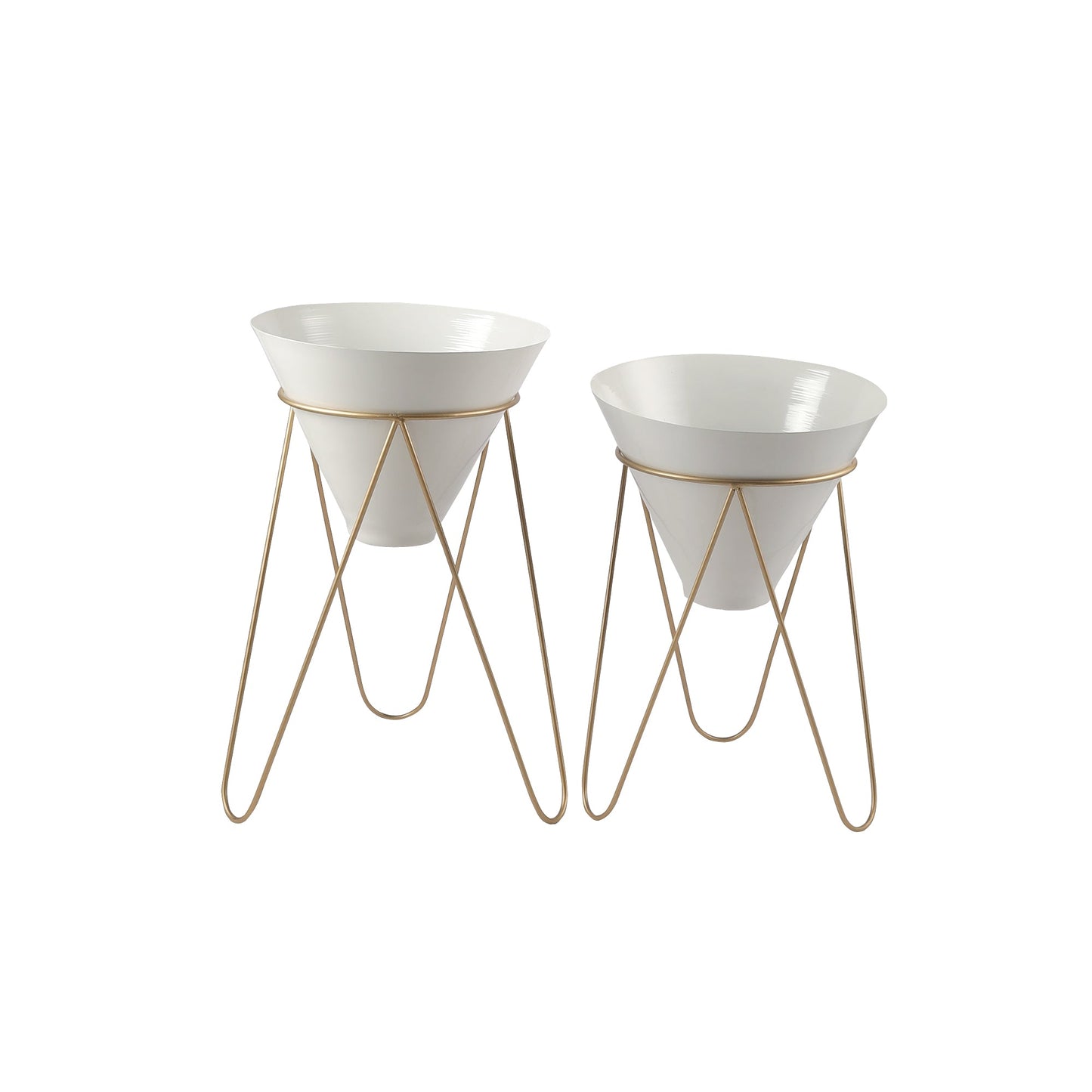 Stella White & Gold Planters Set of 2