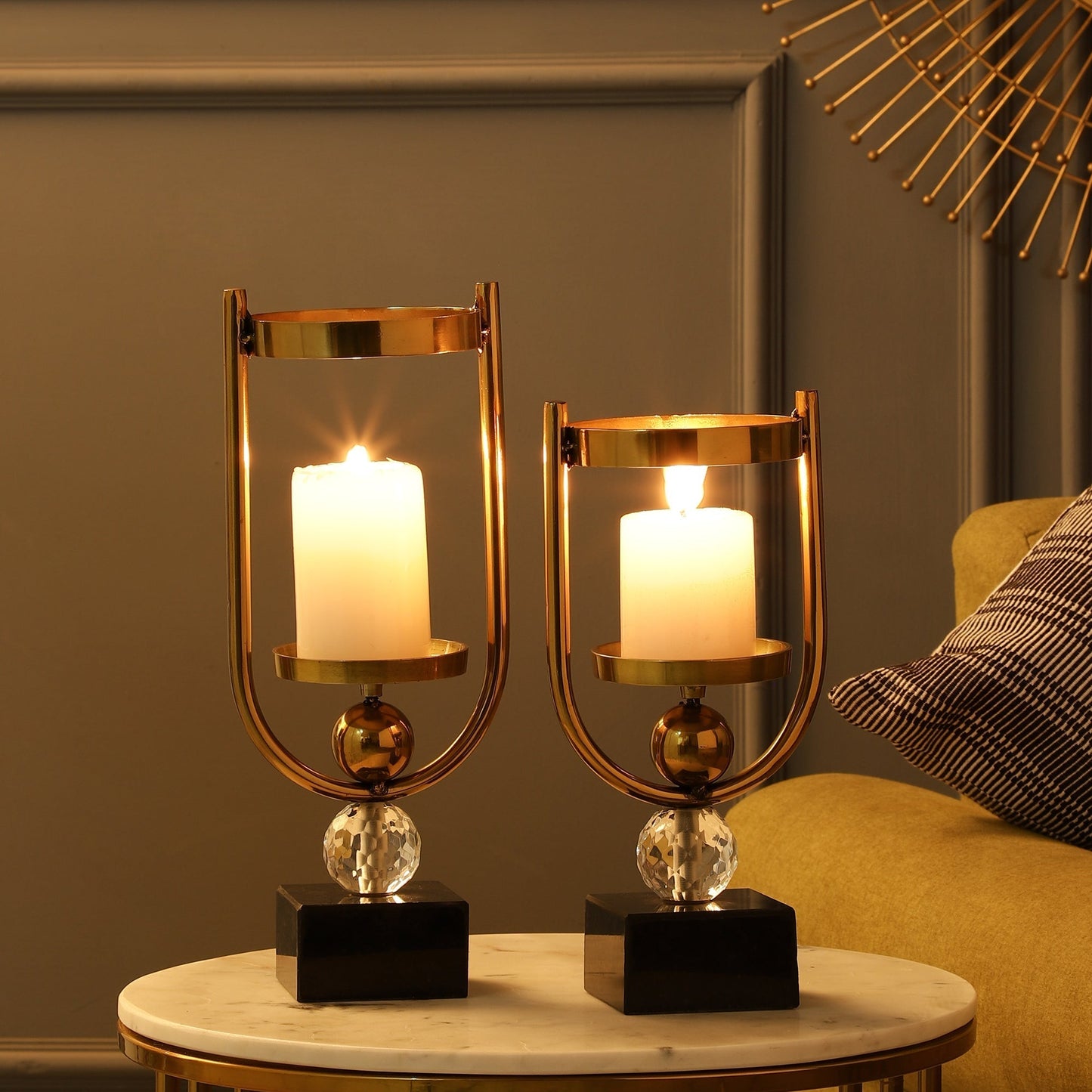 Athens Gold Candleholders Set of 2