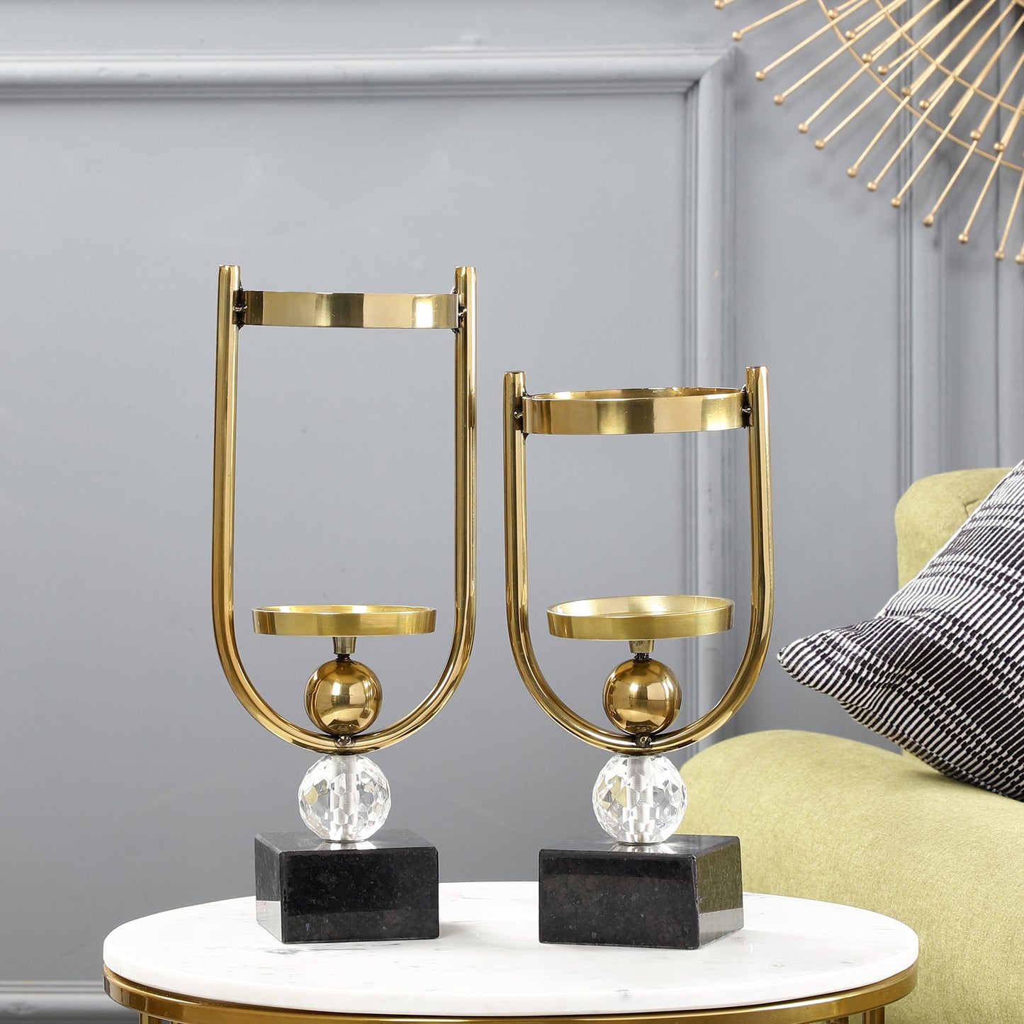 Athens Gold Candleholders Set of 2