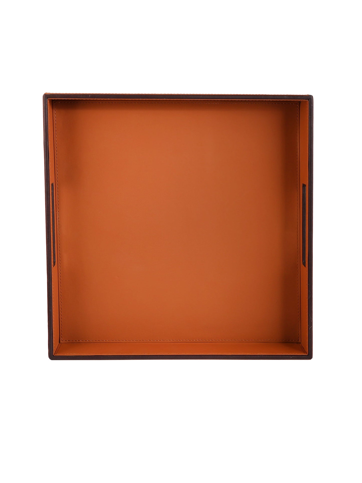 Cynthia Tan & Brown Leatherite Square Tray