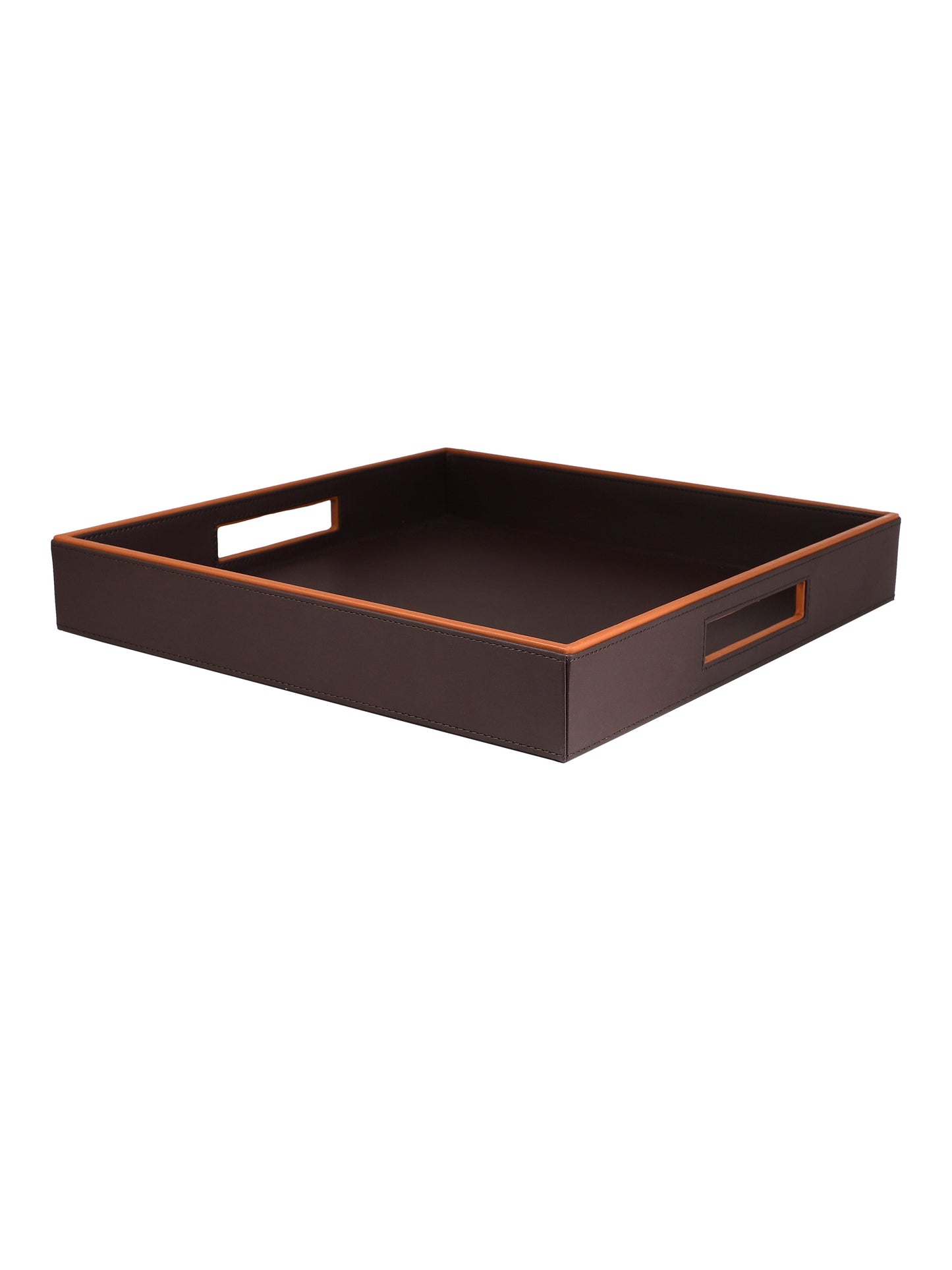 Morgan Brown & Tan Leatherie Square Tray