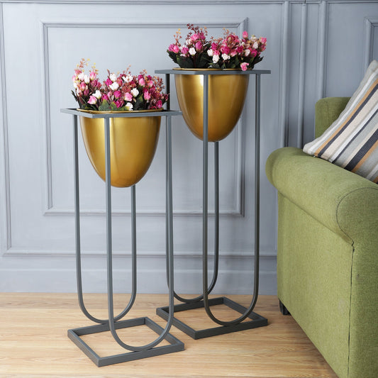Vicente Grey & Gold Planters Set of 2
